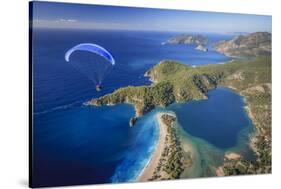 Paramotor Flying in Oludeniz, Aerial, Fethiye, Turkey-Ali Kabas-Stretched Canvas