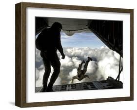 Pararescuemen Jump Out the Back of a C-130 Hercules-Stocktrek Images-Framed Photographic Print