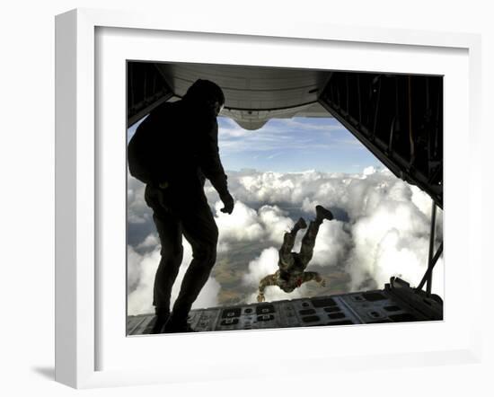 Pararescuemen Jump Out the Back of a C-130 Hercules-Stocktrek Images-Framed Photographic Print