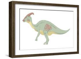 Parasaurolophus Pencil Drawing with Digital Color-Stocktrek Images-Framed Art Print