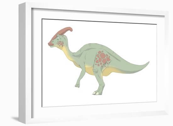 Parasaurolophus Pencil Drawing with Digital Color-Stocktrek Images-Framed Art Print