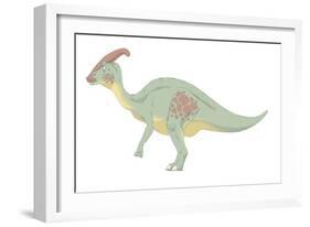 Parasaurolophus Pencil Drawing with Digital Color-Stocktrek Images-Framed Art Print