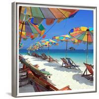 Parasols on a Tropic Isle II-null-Framed Art Print