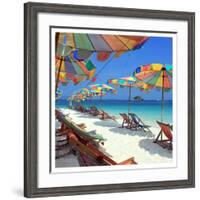 Parasols on a Tropic Isle II-null-Framed Art Print