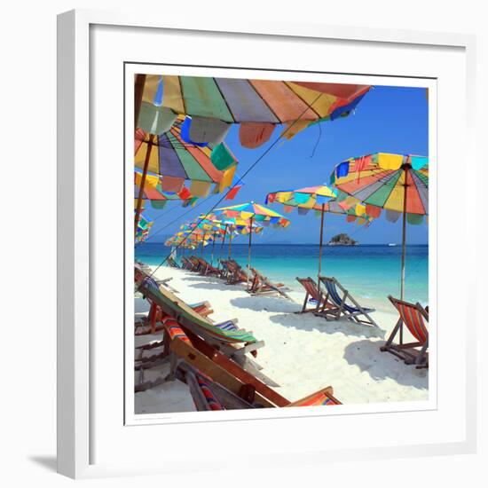 Parasols on a Tropic Isle II-null-Framed Art Print