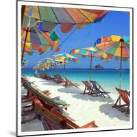 Parasols on a Tropic Isle II-null-Mounted Art Print