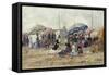 Parasols on the Beach at Trouville, 1886-Eug?ne Boudin-Framed Stretched Canvas