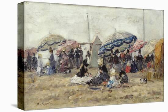 Parasols on the Beach at Trouville, 1886-Eug?ne Boudin-Stretched Canvas