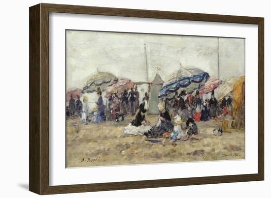 Parasols on the Beach at Trouville, 1886-Eug?ne Boudin-Framed Giclee Print