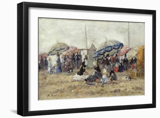 Parasols on the Beach at Trouville, 1886-Eug?ne Boudin-Framed Giclee Print