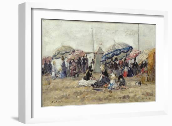 Parasols on the Beach at Trouville, 1886-Eug?ne Boudin-Framed Giclee Print