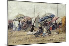 Parasols on the Beach at Trouville, 1886-Eug?ne Boudin-Mounted Giclee Print