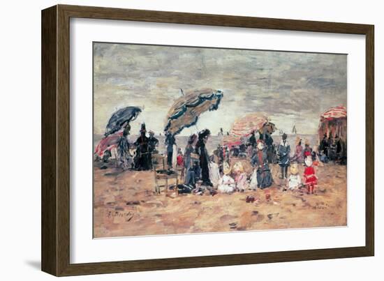 Parasols on the Beach, Trouville, 1886-Eugène Boudin-Framed Giclee Print