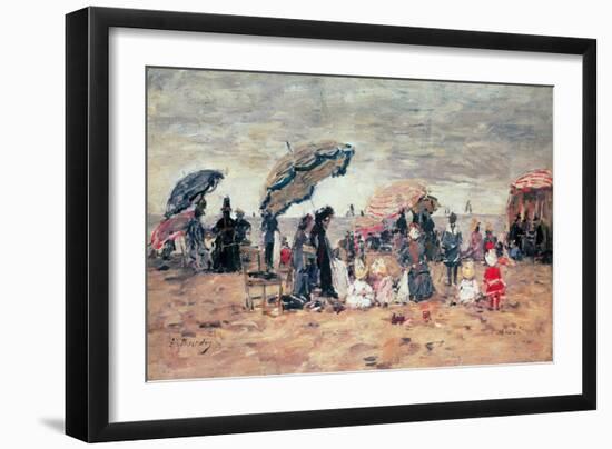 Parasols on the Beach, Trouville, 1886-Eugène Boudin-Framed Giclee Print