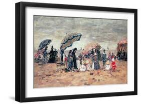 Parasols on the Beach, Trouville, 1886-Eugène Boudin-Framed Giclee Print