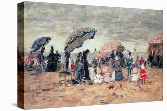 Parasols on the Beach, Trouville, 1886-Eugène Boudin-Stretched Canvas