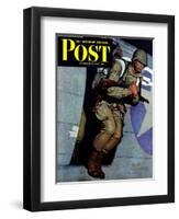 "Paratrooper," Saturday Evening Post Cover, September 12, 1942-Mead Schaeffer-Framed Premium Giclee Print