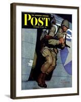 "Paratrooper," Saturday Evening Post Cover, September 12, 1942-Mead Schaeffer-Framed Giclee Print