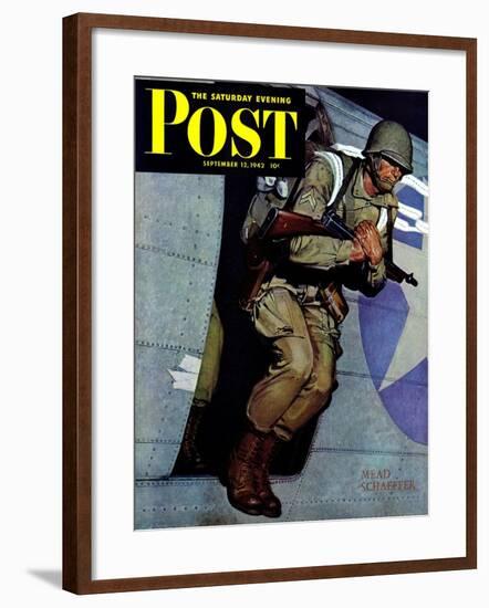 "Paratrooper," Saturday Evening Post Cover, September 12, 1942-Mead Schaeffer-Framed Giclee Print