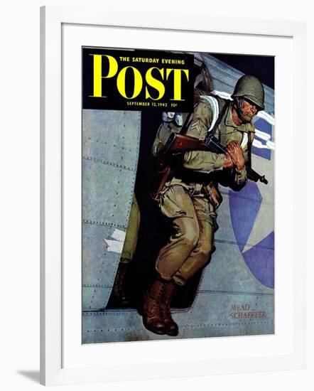 "Paratrooper," Saturday Evening Post Cover, September 12, 1942-Mead Schaeffer-Framed Giclee Print