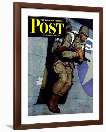 "Paratrooper," Saturday Evening Post Cover, September 12, 1942-Mead Schaeffer-Framed Giclee Print