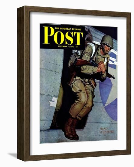 "Paratrooper," Saturday Evening Post Cover, September 12, 1942-Mead Schaeffer-Framed Giclee Print