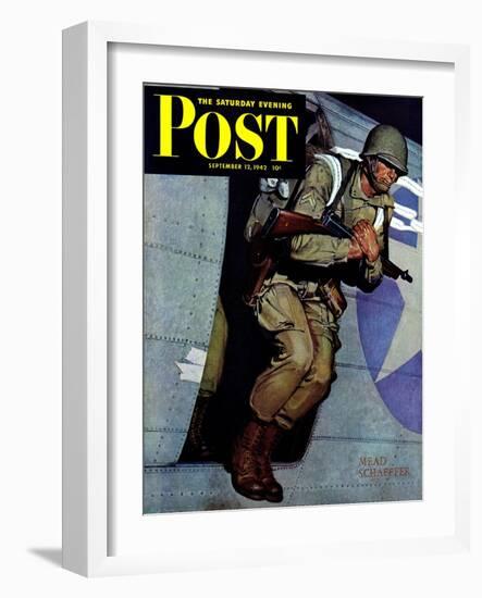 "Paratrooper," Saturday Evening Post Cover, September 12, 1942-Mead Schaeffer-Framed Giclee Print