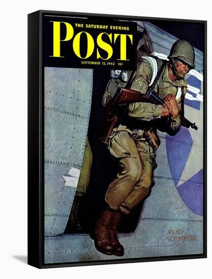 "Paratrooper," Saturday Evening Post Cover, September 12, 1942-Mead Schaeffer-Framed Stretched Canvas