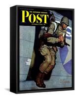 "Paratrooper," Saturday Evening Post Cover, September 12, 1942-Mead Schaeffer-Framed Stretched Canvas