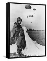 Paratrooper Training-Science Source-Framed Stretched Canvas