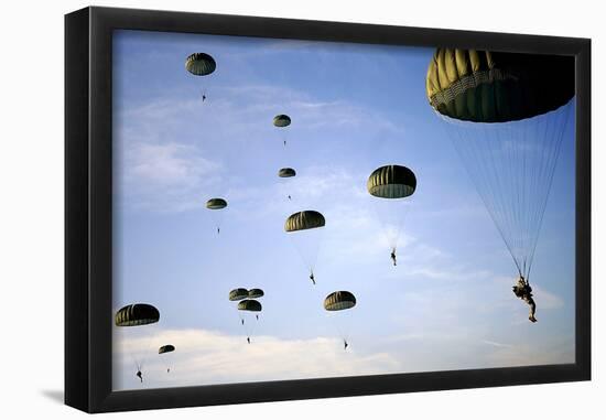 Paratroopers (Many in Sky) Art Poster Print-null-Framed Poster