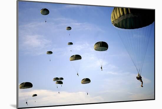 Paratroopers (Many in Sky) Art Poster Print-null-Mounted Poster