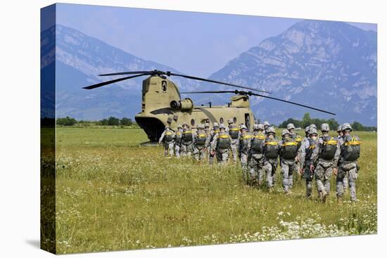 Paratroopers Participate in a Training Jump with a Ch-47 Chinook-null-Stretched Canvas