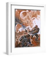 Paratroops Landing 1944-Raoul Auger-Framed Art Print