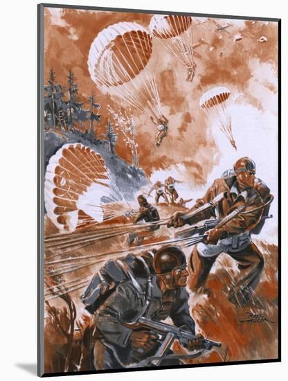 Paratroops Landing 1944-Raoul Auger-Mounted Art Print
