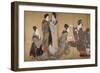 Paravent à huit volets : Neuf femmes jouant au jeu du renard-Katsushika Hokusai-Framed Giclee Print