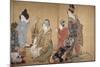 Paravent à huit volets : Neuf femmes jouant au jeu du renard-Katsushika Hokusai-Mounted Giclee Print