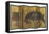 Paravent à six volets : cheval à la longe-null-Framed Stretched Canvas