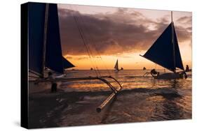 Paraw Boats, White Beach, Boracay, the Visayas, Philippines, Southeast Asia, Asia-Ben Pipe-Stretched Canvas