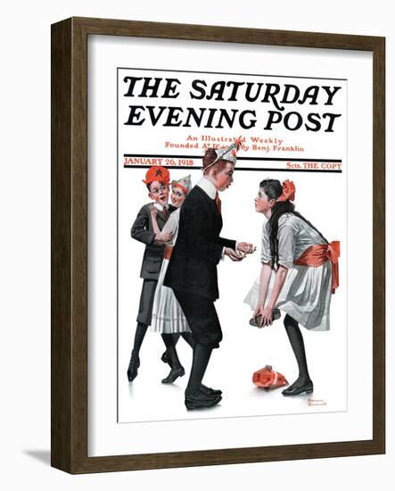 "Pardon Me" Saturday Evening Post Cover, January 26,1918-Norman Rockwell-Framed Giclee Print