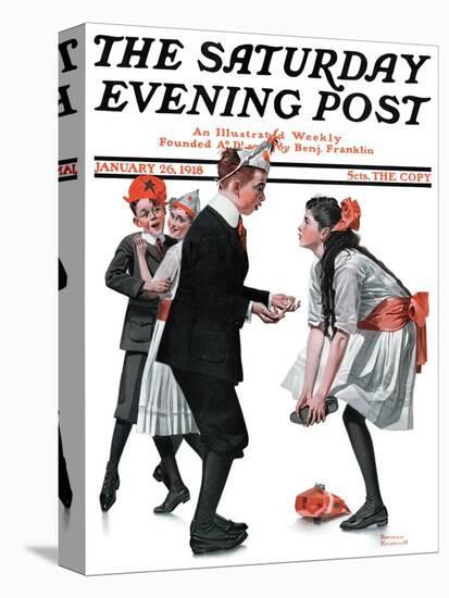 "Pardon Me" Saturday Evening Post Cover, January 26,1918-Norman Rockwell-Stretched Canvas