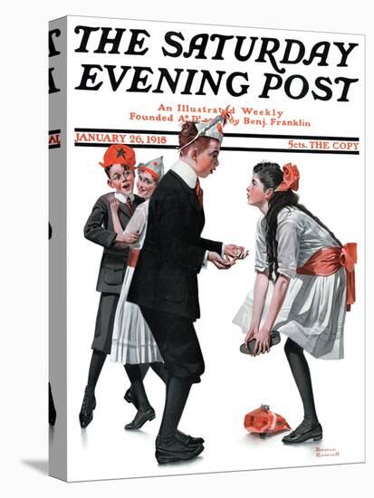 "Pardon Me" Saturday Evening Post Cover, January 26,1918-Norman Rockwell-Stretched Canvas