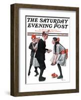 "Pardon Me" Saturday Evening Post Cover, January 26,1918-Norman Rockwell-Framed Giclee Print