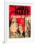 PARDON US, from left: Oliver Hardy, Stan Laurel on window card, 1931.-null-Framed Art Print