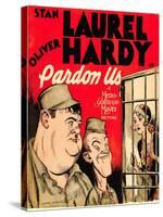 PARDON US, from left: Oliver Hardy, Stan Laurel on window card, 1931.-null-Stretched Canvas