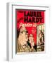 PARDON US, from left: Oliver Hardy, Stan Laurel on window card, 1931.-null-Framed Art Print