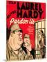 PARDON US, from left: Oliver Hardy, Stan Laurel on window card, 1931.-null-Mounted Art Print