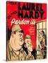 PARDON US, from left: Oliver Hardy, Stan Laurel on window card, 1931.-null-Stretched Canvas