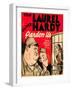 PARDON US, from left: Oliver Hardy, Stan Laurel on window card, 1931.-null-Framed Art Print