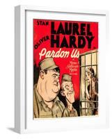 Pardon Us, Oliver Hardy, Stan Laurel on Window Card, 1931-null-Framed Photo